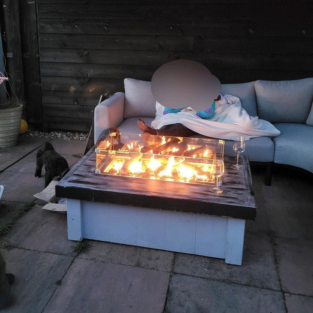 Easyfires Vuurtafel Hout met Glas (120x87x43 cm), Ophalen, Gebruikt