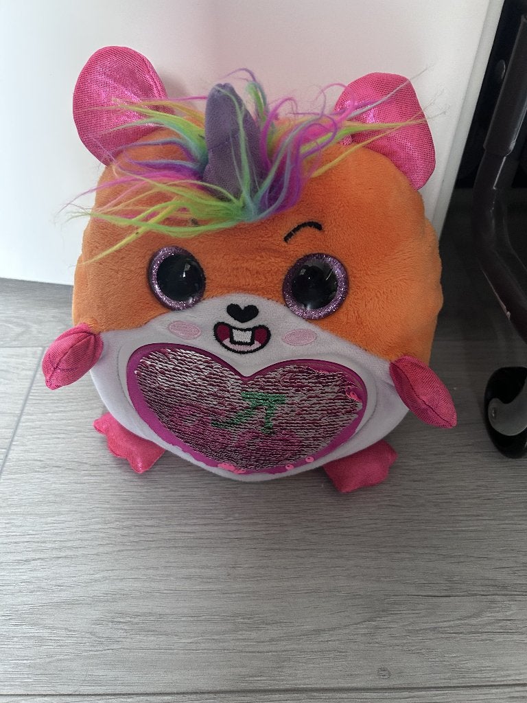 Rainbocorns Hamster Eenhoorn Knuffel met Hart, Ophalen of Verzenden, Zo goed als nieuw, Oranje, Overige typen