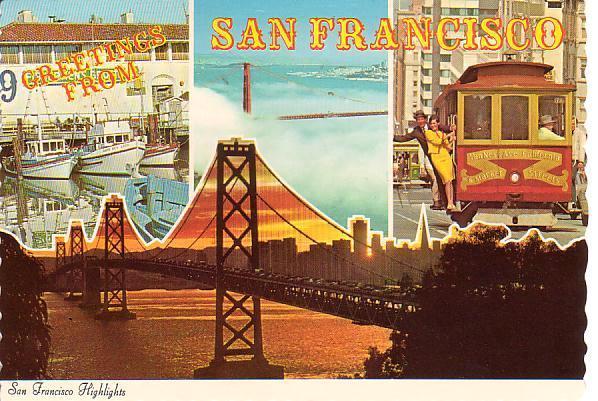 Ansichtkaart	San Francisco, CA, USA	4-luik, Verzenden, 1960 tot 1980, Ongelopen, Buiten Europa