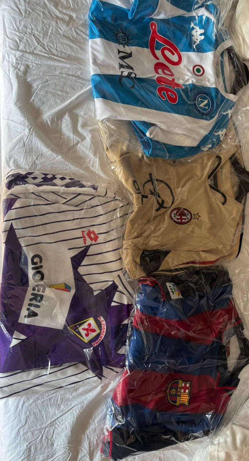 Authentieke shirts Barcelona, AC Milan, Napoli en Fiorentina, Ophalen of Verzenden, Zo goed als nieuw, Blauw, Voetbal