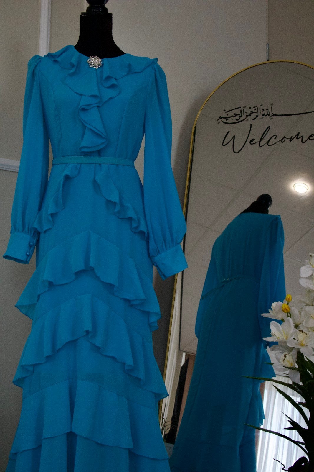 Jurk heavenly ruffels, Kleding | Dames, Gelegenheidskleding, Blauw, Nieuw, Cocktailjurk, Ophalen of Verzenden