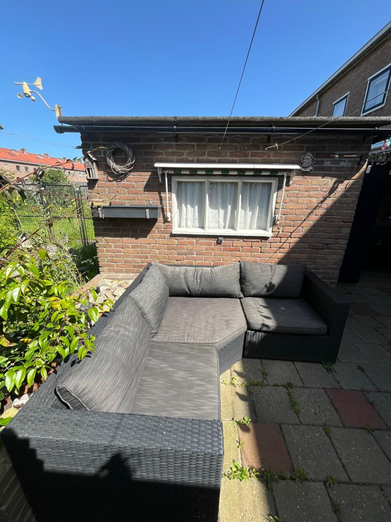 Zo goed als nieuwe 3-delige tuinset met kussens, Ophalen, 4 zitplaatsen, Zo goed als nieuw, Wicker