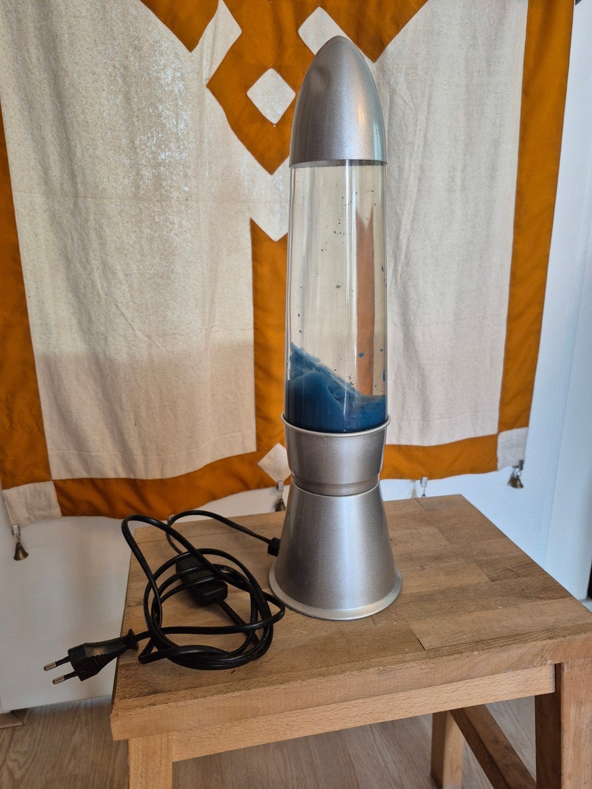 Mooie lavalamp glas metaal blauwpaars, Ophalen of Verzenden, Zo goed als nieuw, Minder dan 50 cm