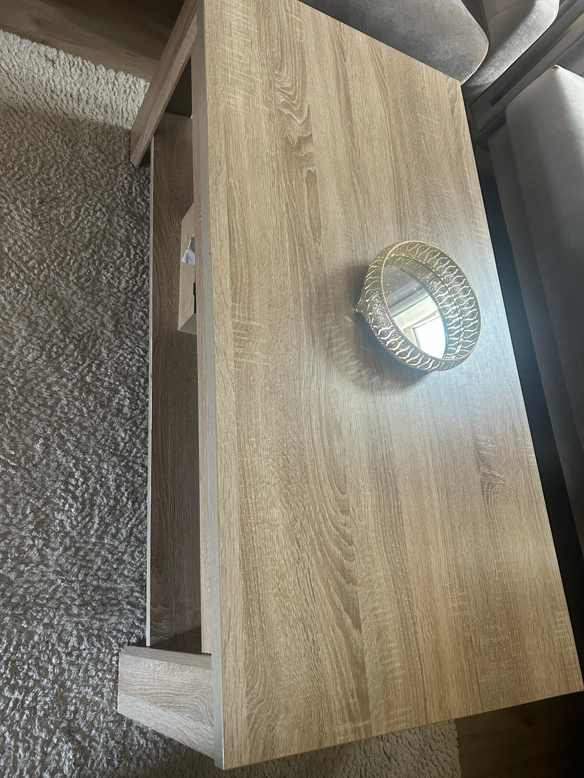 Stijlvolle salontafel met opbergruimte, Gebruikt, 100 tot 150 cm, Overige houtsoorten, 50 tot 100 cm