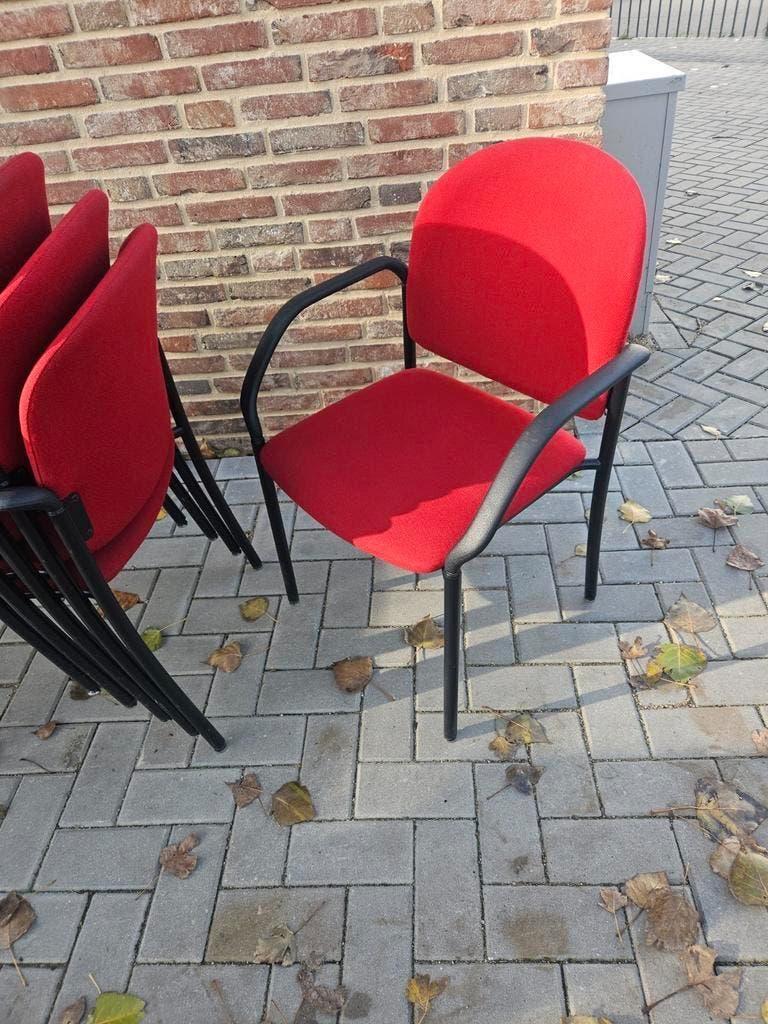 6 x Rode Stapelbare goed kwaliteit Stoelen set van 6 z.g.a.n, Ophalen, Zo goed als nieuw, Stof, Vijf, Zes of meer stoelen