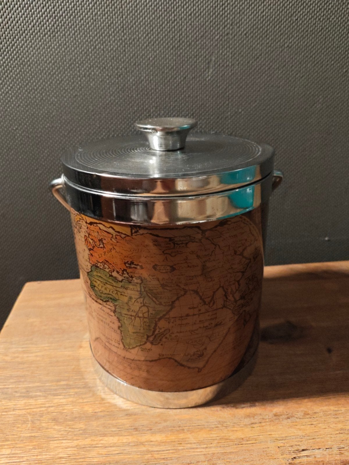 Vintage ijsemmer met wereldkaart design, Antiek en Kunst, Ophalen of Verzenden