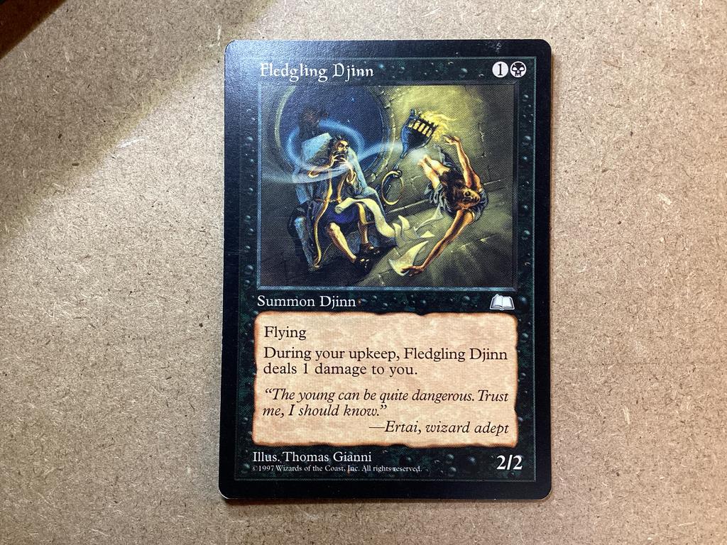1x Fledgling Djinn (Excellent), Hobby en Vrije tijd, Verzamelkaartspellen | Magic the Gathering, Zo goed als nieuw, Losse kaart