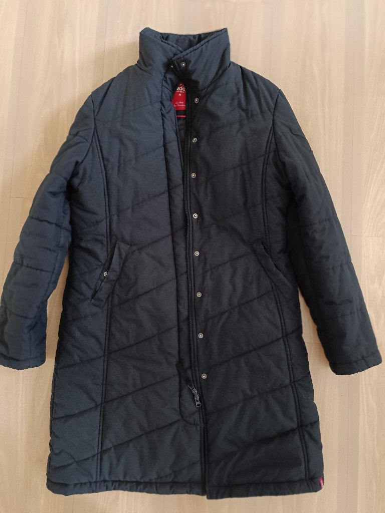Zwarte winterjas EDC by Esprit gewatteerde jas - Maat M, Kleding | Dames, Maat 38/40 (M), Zwart, Ophalen of Verzenden, EDC by Esprit