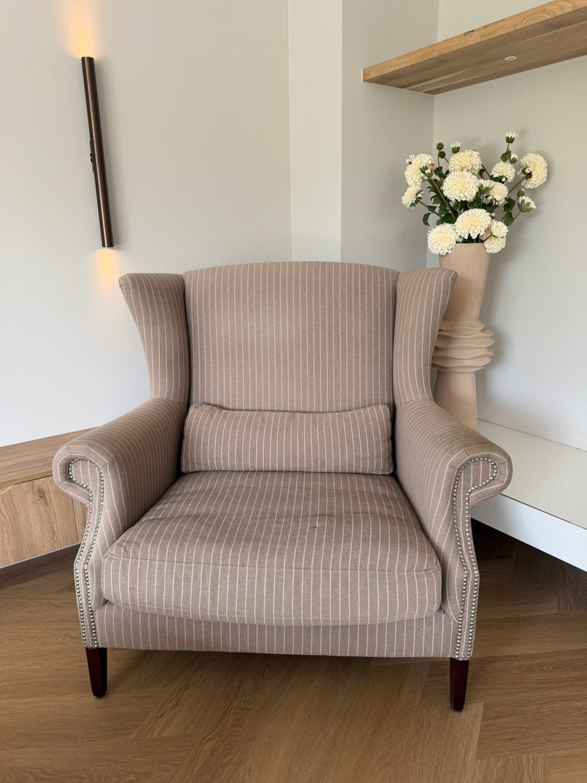 Luxe fauteuil beige, Huis en Inrichting, Ophalen, 75 tot 100 cm, 100 tot 125 cm, Stof