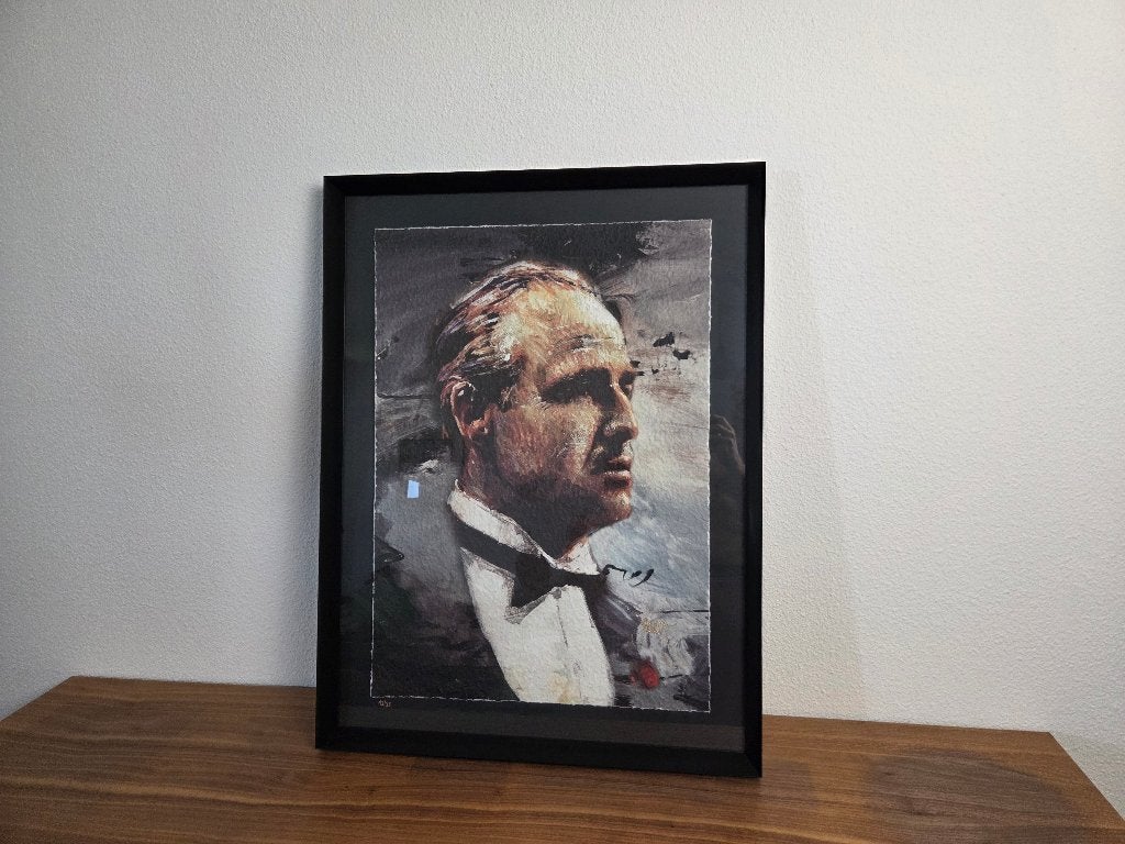 Peter Donkersloot The Godfather / Marlon gesigneerd 4/35, Ophalen, Ingelijst, Zeefdruk, Portret