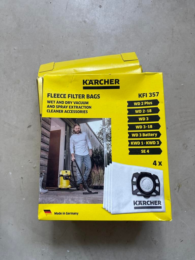 Kärcher KFI 357 Fleece Filterzakken voor Nat- en Droogzuiger, Ophalen of Verzenden, Nieuw, Stofzak, Overige typen