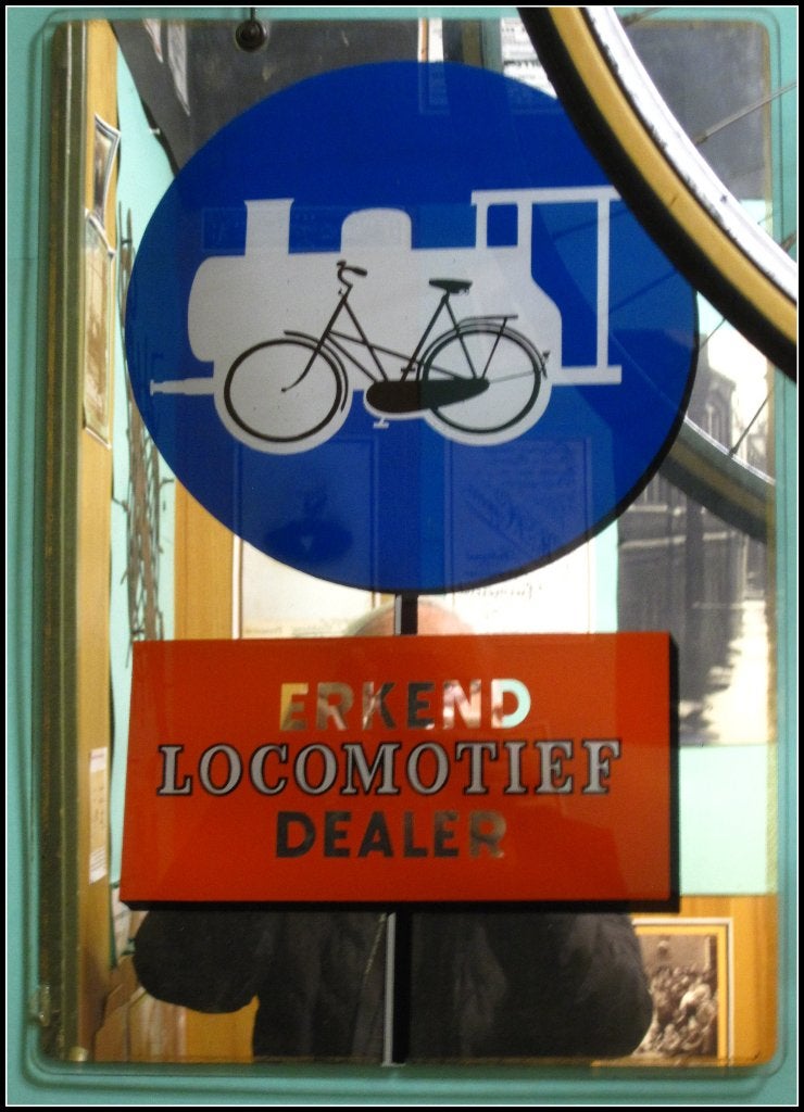 Glasplaat LOCOMOTIEF / DE AMSTELSTROOM jaren 50 .....EYSINK, Verzamelen, Ophalen of Verzenden, Gebruikt, Reclamebord