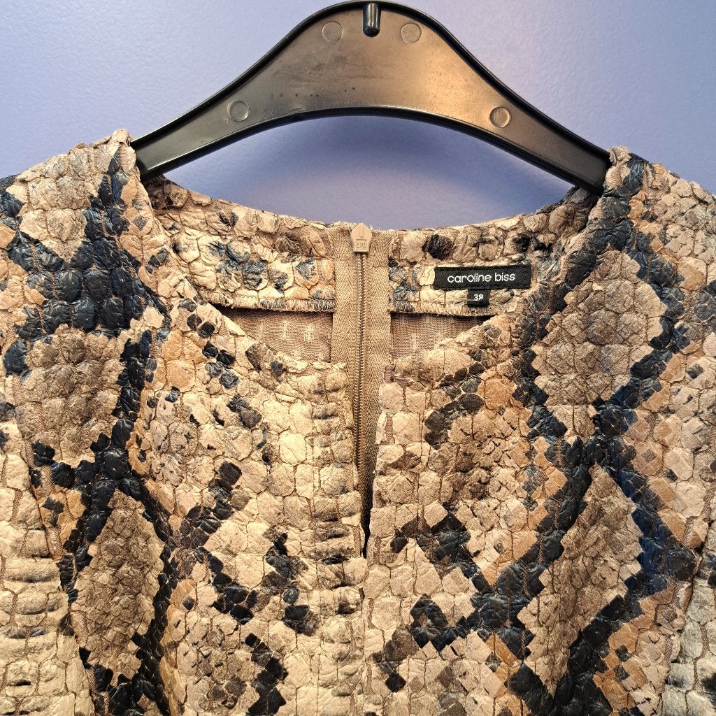 Caroline Biss structuur shirt in bruin tinten snake 38 50946, Maat 38/40 (M), Bruin, ., Ophalen of Verzenden