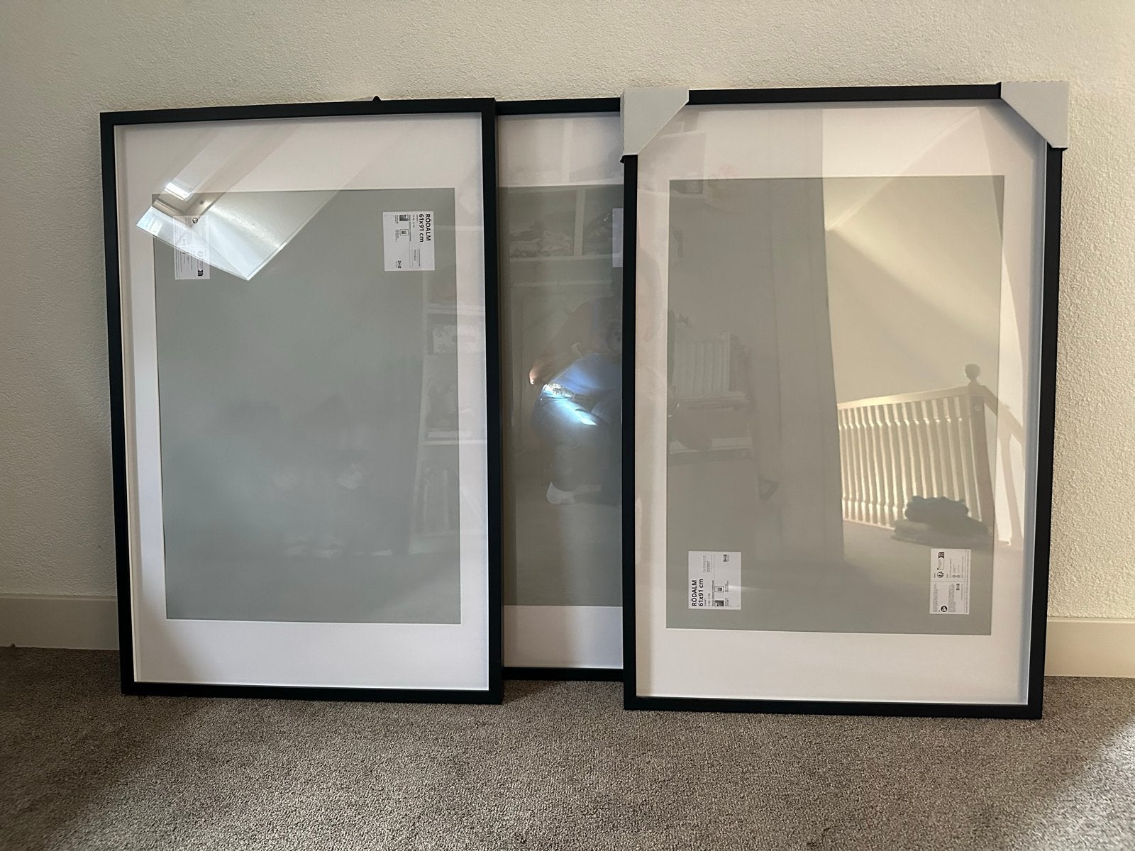 IKEA RÖDALM Fotolijst Zwart 61x91 cm (3 stuks), Huis en Inrichting, Ophalen, 60 cm, Met passe-partout, 90 cm