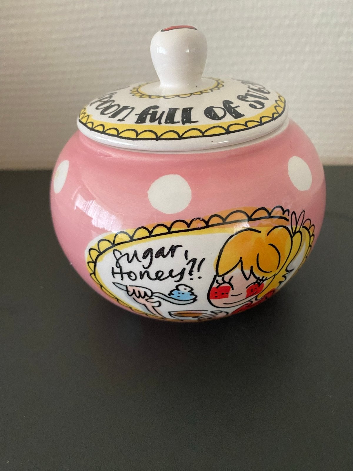 Blond Amsterdam suikerpotje "A spoon full of sugar", Keramiek, Overige typen, Ophalen of Verzenden, Zo goed als nieuw