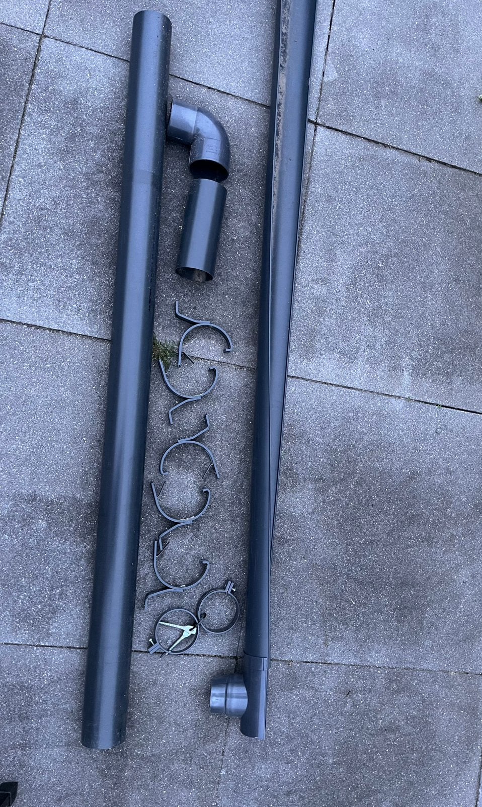 Mastgoot 4 meter antraciet en toebehoren, Ophalen, Gebruikt, Pvc, 4 tot 6 meter