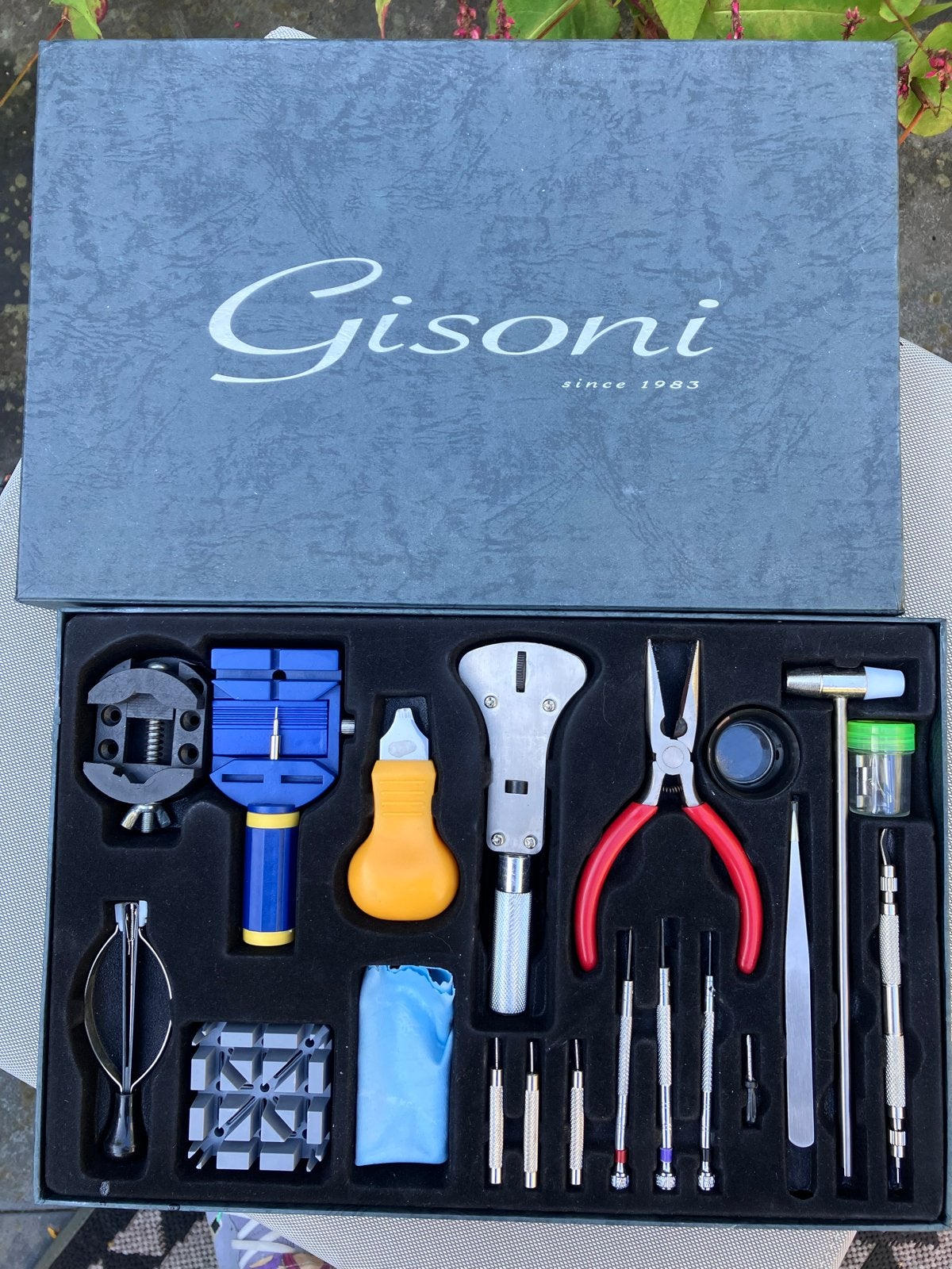 Gisoni Horlogereparatieset - Uitgebreide Gereedschapskit, Ophalen of Verzenden, Polshorloge
