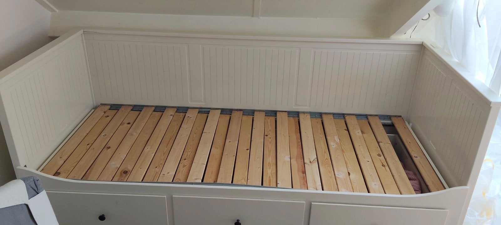 IKEA HEMNES bedbank met 3 lades - wit, Ophalen, Gebruikt, Eenpersoons, Wit