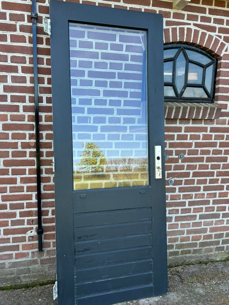 Hardhouten achterdeur 78x201,5cm. driepuntssluiting, Ophalen, Gebruikt, Minder dan 80 cm, Buitendeur