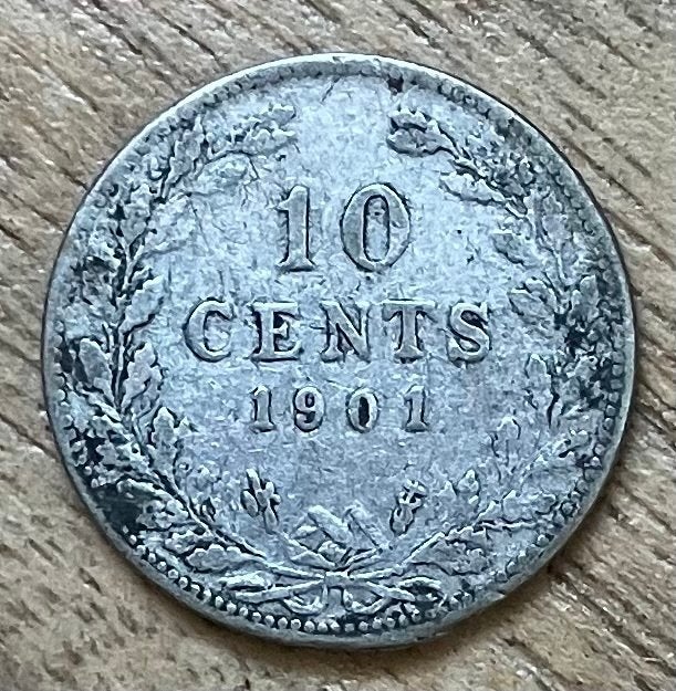 10 cent 1901 Wilhelmina, Ophalen, Zilver, 10 cent, Koningin Wilhelmina