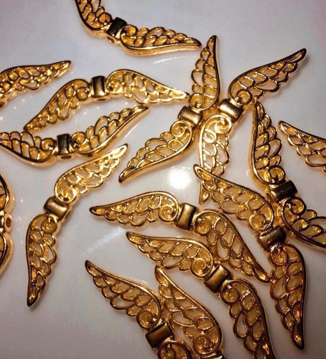 15 stuks vleugel kralen metaal goud, Hobby en Vrije tijd, Kralen en Sieraden maken, -, -, Overige typen, Nieuw