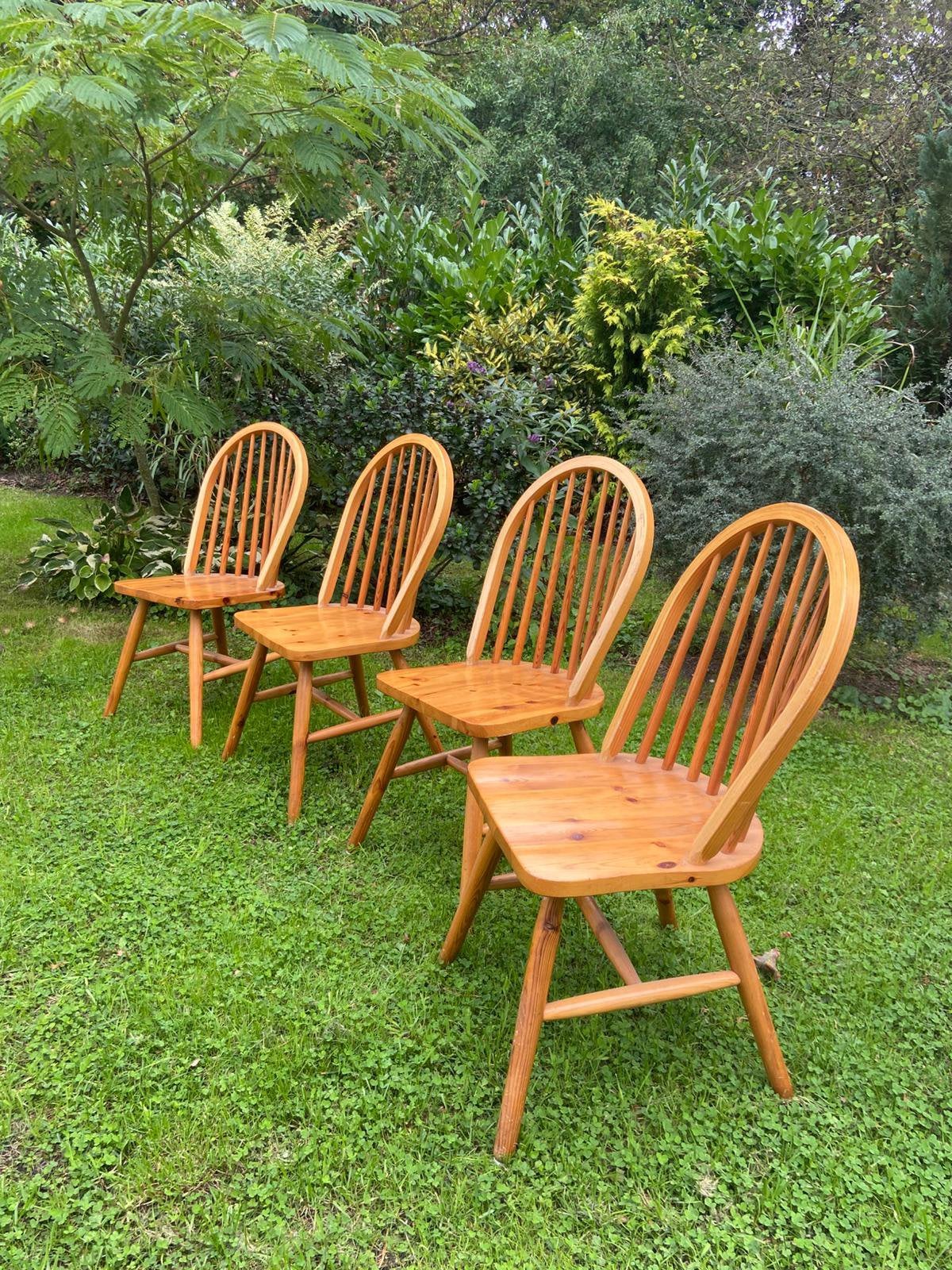 Set van 4 houten Windsor stoelem, Ophalen, Bruin, Zo goed als nieuw, Vier
