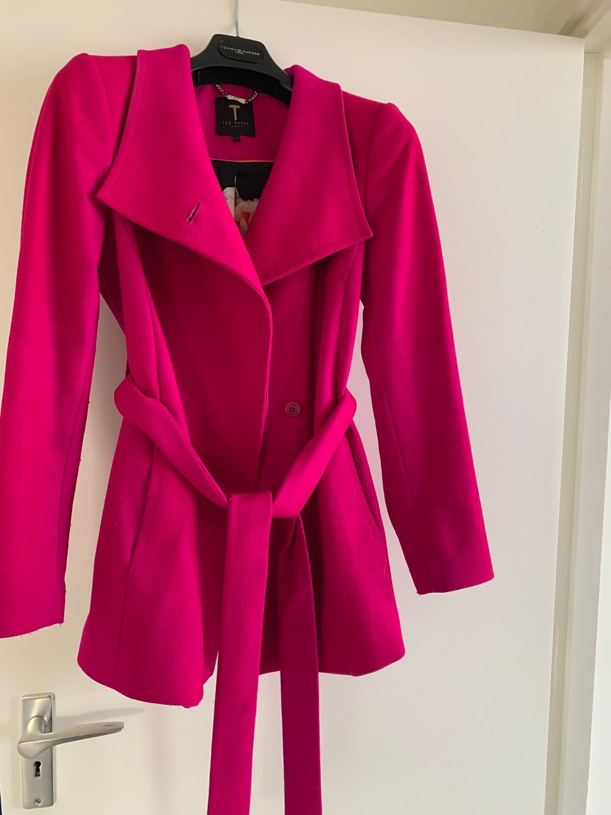 Ted Baker fuchsia roze jas/mantel maat 36/38, Kleding | Dames, Jassen | Winter, Zo goed als nieuw, Maat 36 (S), Roze, Ophalen of Verzenden
