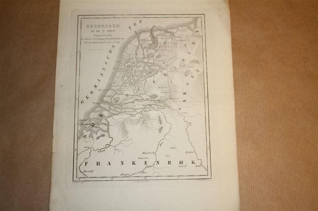 Antieke kaart - Nedeland in de 7e eeuw - Witkamp - 1878, Gelezen, Ophalen of Verzenden, Landkaart, 1800 tot 2000