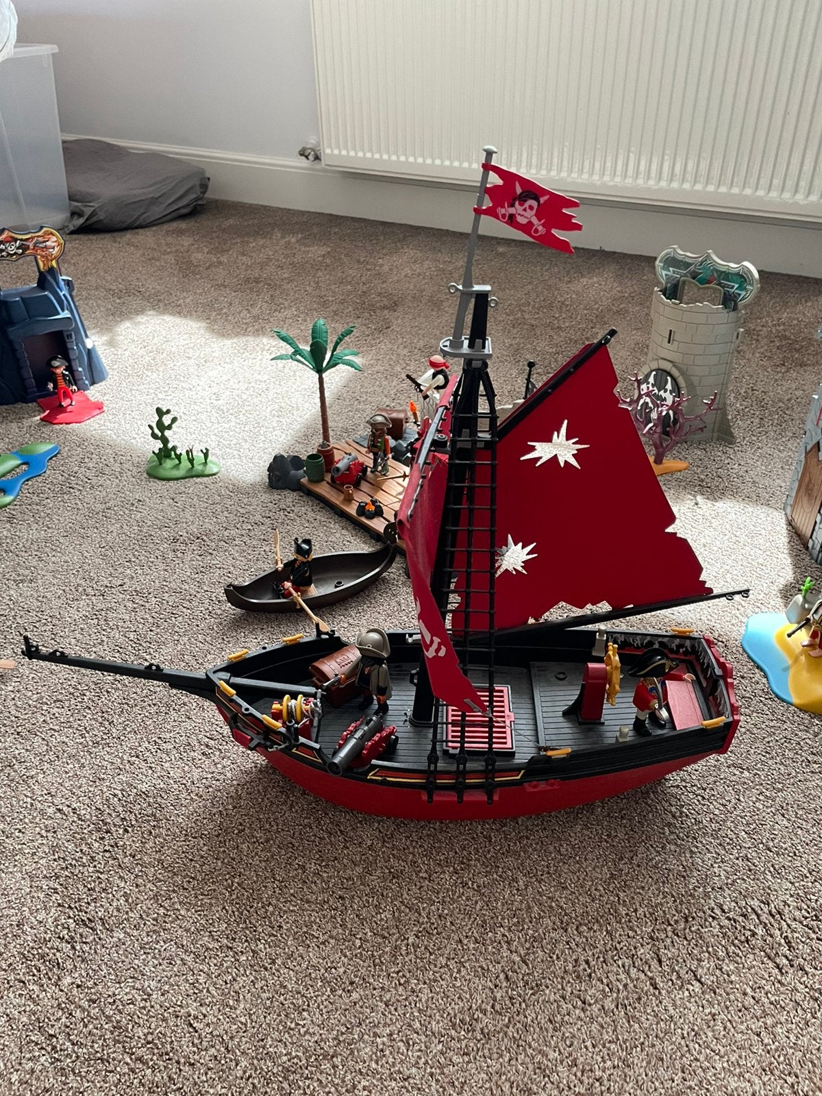 Playmobil pirateschip vuurtoren schateiland toren boot, Ophalen of Verzenden, Zo goed als nieuw