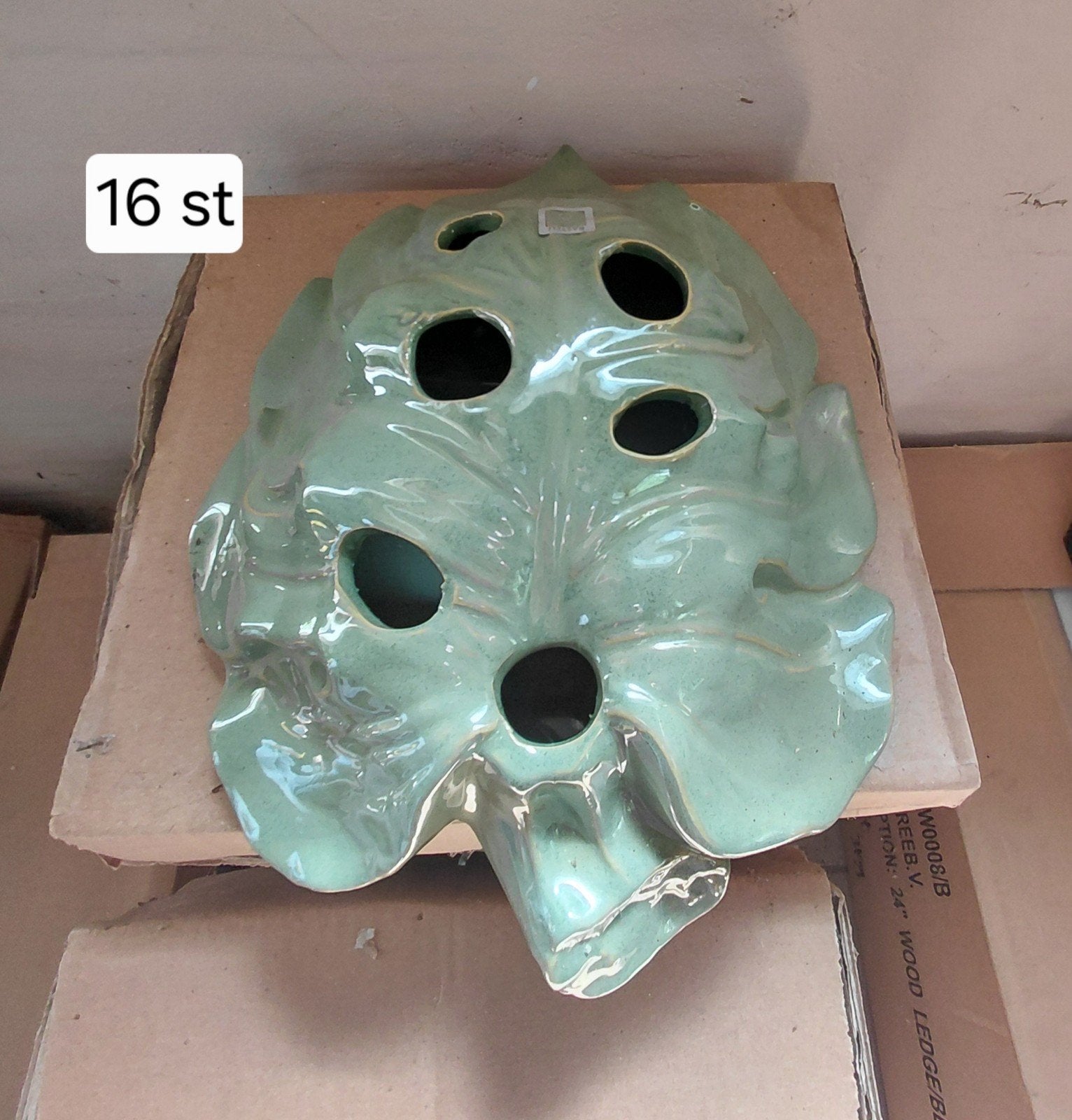 16 x Groen keramisch blad met gaten - decoratief, Ophalen, Groen, Gebruikt, Overige stijlen