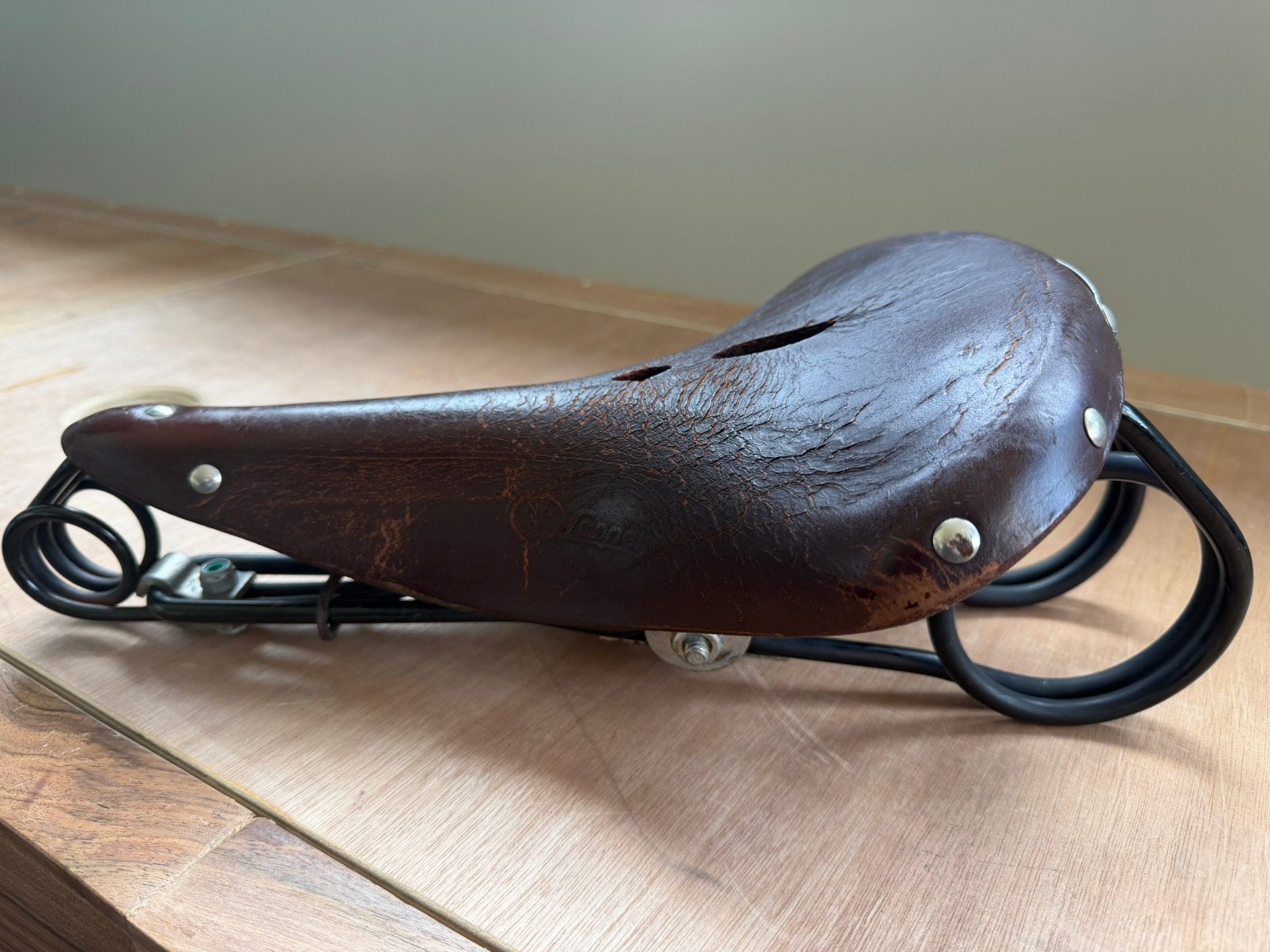 Lepper herenzadel, Gebruikt, Leer, Bakfiets, Ophalen of Verzenden