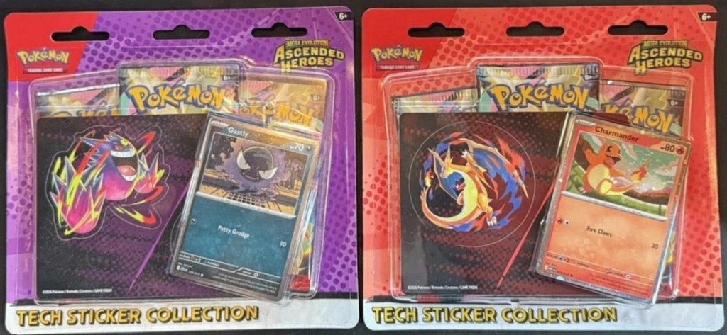 2 pokemon ascended heroes 3 pack blisters tech collection, Ophalen of Verzenden, Zo goed als nieuw, Meerdere kaarten, Foil
