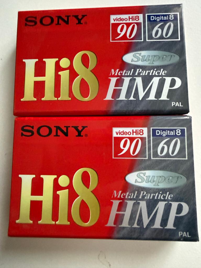 2 Gesealde Sony Hi8 90 min videobanden (HMP), Ophalen of Verzenden, Nieuw, Videoband