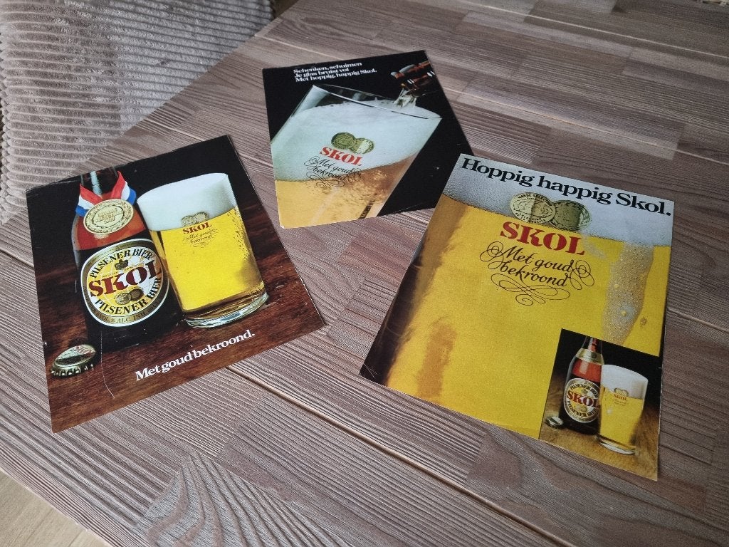 3 x Vintage Reclame van Skol Bier uit een Tijdschrift 1978, Verzenden, 1960 tot 1980, Nederland, Knipsel(s)