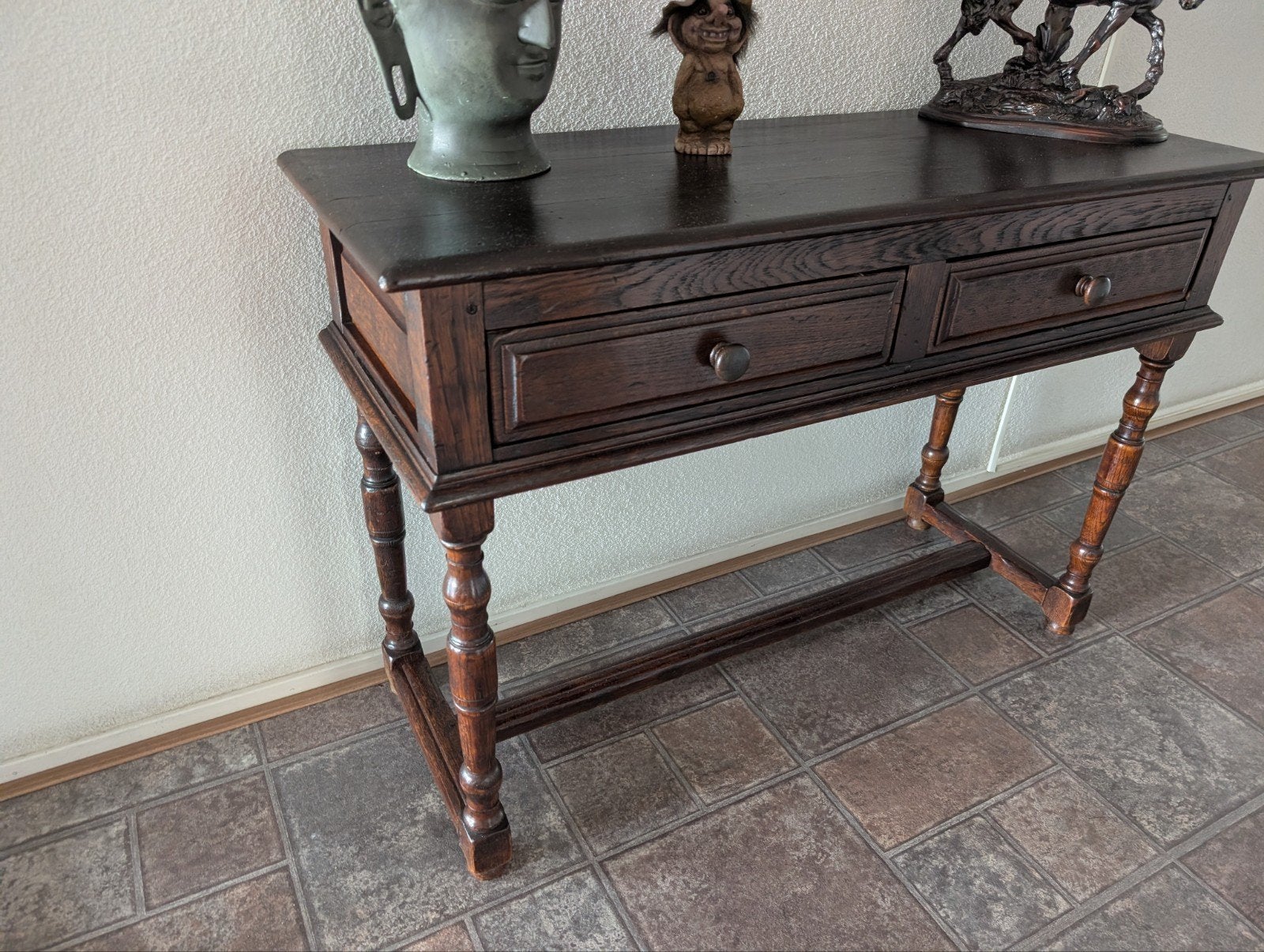 Set van 2 Antieke Bijzettafels - Diverse Stijlen, Huis en Inrichting, Ophalen, Gebruikt, Antiek, Klassiek, 75 cm of meer