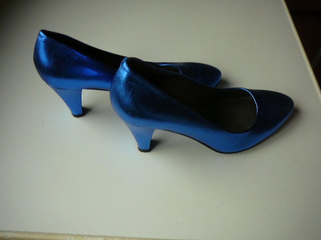 Manfield blauwe damesschoenen met hakje, maat 37, Ophalen, Blauw
