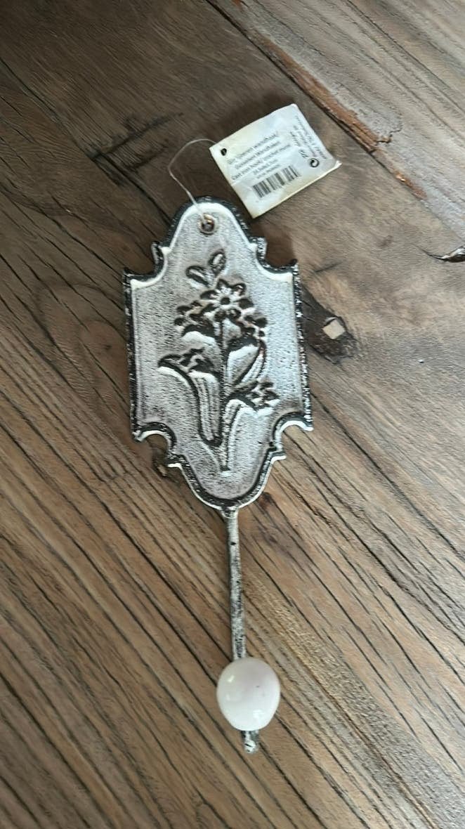 Brocante ophanghaak porseleinen knop, Antiek en Kunst, Ophalen of Verzenden