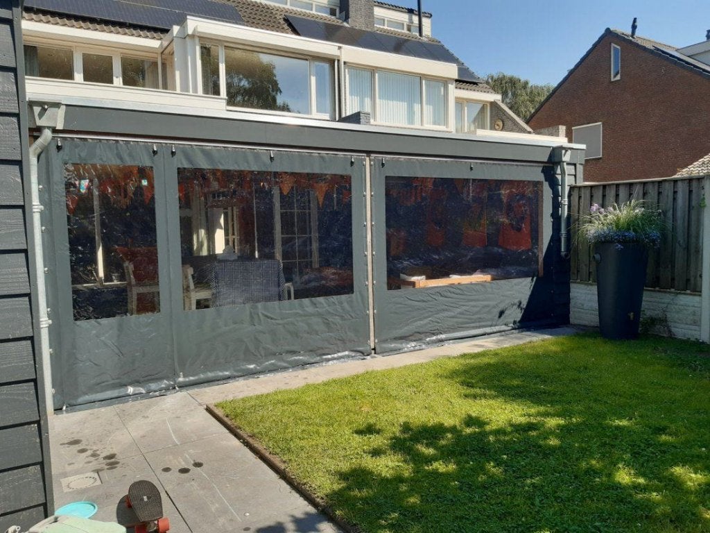 Verandazeil op maat - met raam en deur, Tuin en Terras, Ophalen, Kunststof, 150 tot 200 cm