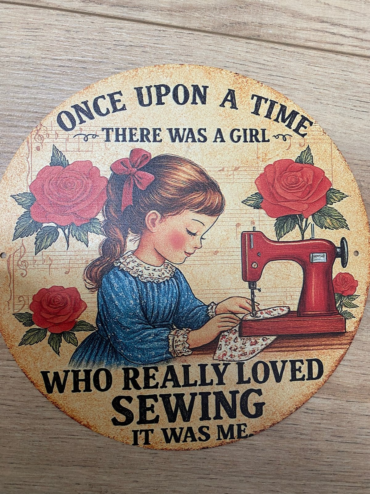 Decoratief bord 'Once Upon A Time' - Naai-thema, Verzenden, Nieuw, Overige typen