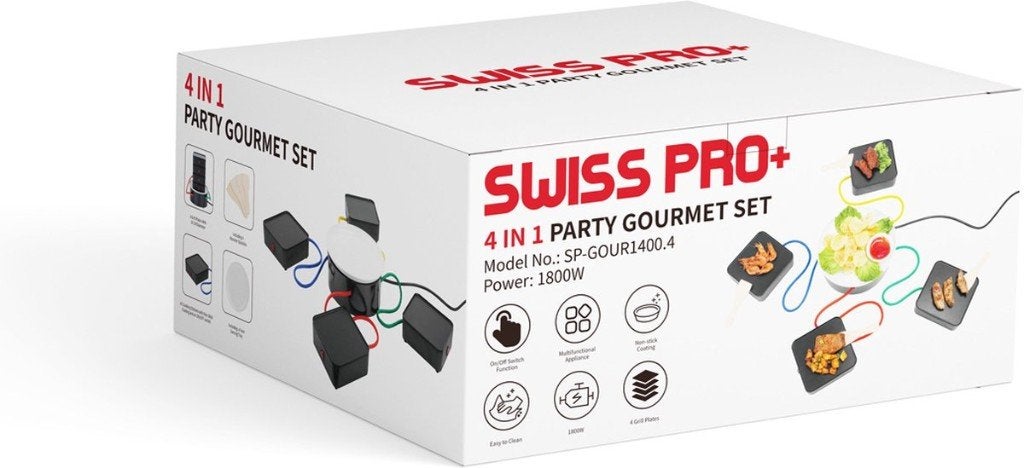 4P. PARTYGRILL DINNER4ALL SWISS PRO+ VAN 89.95 VOOR MAAR, ., Nieuw, Ophalen of Verzenden, Tafelgrill