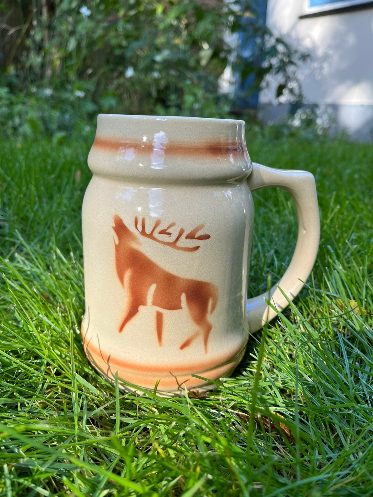 Keramiek - bierpul (mok, vaas) - herfst burlend hert Polen, Gebruikt, Verzenden, Keramiek, Overige typen