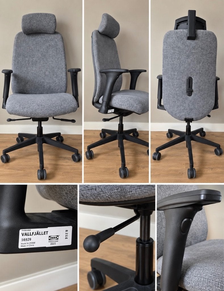 IKEA VALLFJÄLLET Bureaustoel -ergonomic office chair, Ophalen of Verzenden, Zo goed als nieuw, Grijs, Bureaustoel