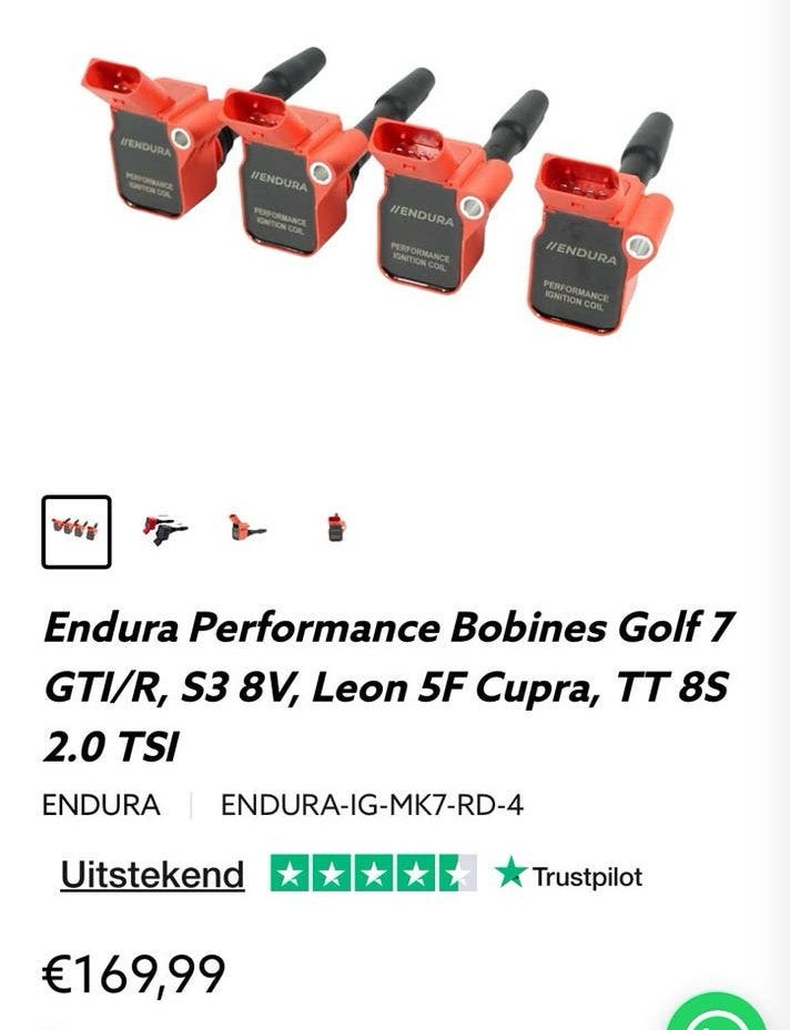Endura Performance Bobines Als nieuw Golf R/Leon cupra/Audi, Ophalen of Verzenden, Nieuw, Audi