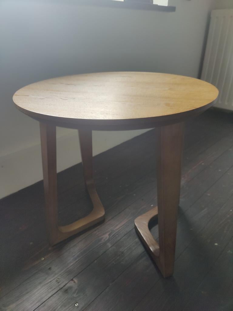 Ronde houten bijzettafel - diameter 60cm, hoogte 60cm, Ophalen, Gebruikt, Rond, 55 tot 75 cm