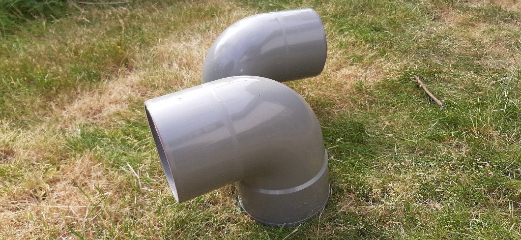 Regenwater afvoerbuis HWA 125 mm haakse bocht, Ophalen, Bochten, Pvc, Zo goed als nieuw