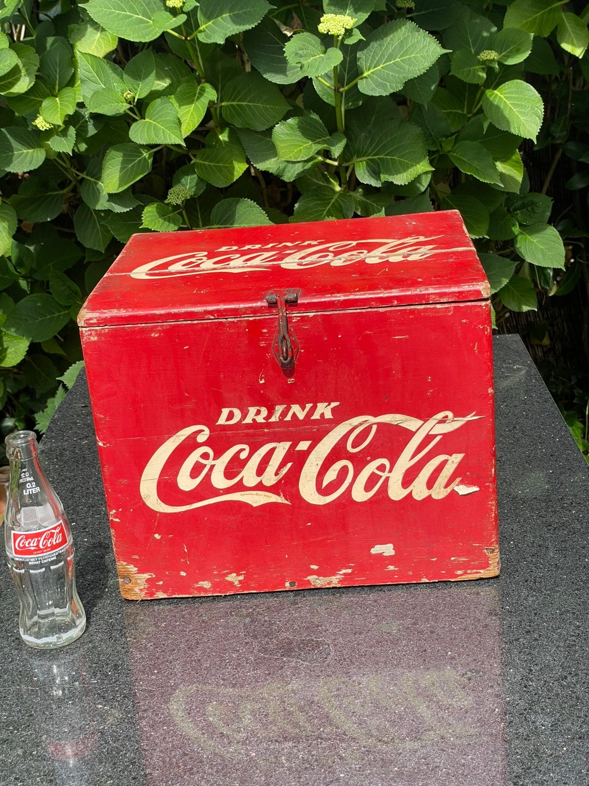 Antieke houten koelbox Coca-Cola, Ophalen, Gebruikt, Gebruiksvoorwerp, Coca-Cola