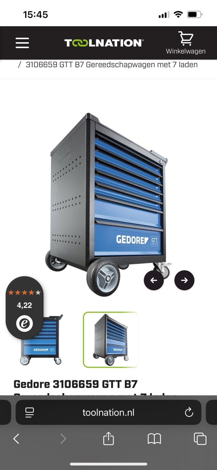 Gedore gtt gereedsschapwagen, Ophalen, Zo goed als nieuw