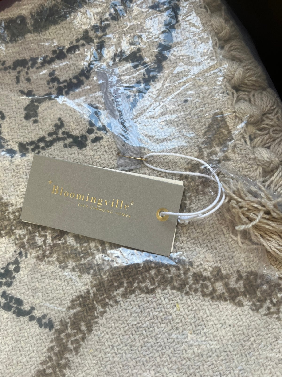 Plaid Bloomingvillle, Beige, Met franjes/kwastjes, Nieuw, Ophalen of Verzenden