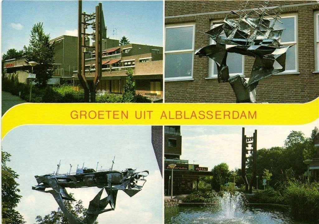 Groeten uit Alblasserdam - 4 afb o.a. carillion - ongelopen, Verzamelen, Ophalen of Verzenden, 1960 tot 1980, Ongelopen, Zuid-Holland