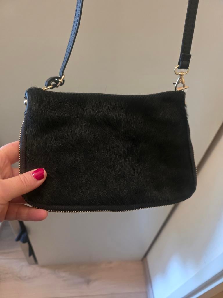 Prachtig zwart leren tasje - nieuw!!, Ophalen of Verzenden, Nieuw, Zwart, Schoudertasje
